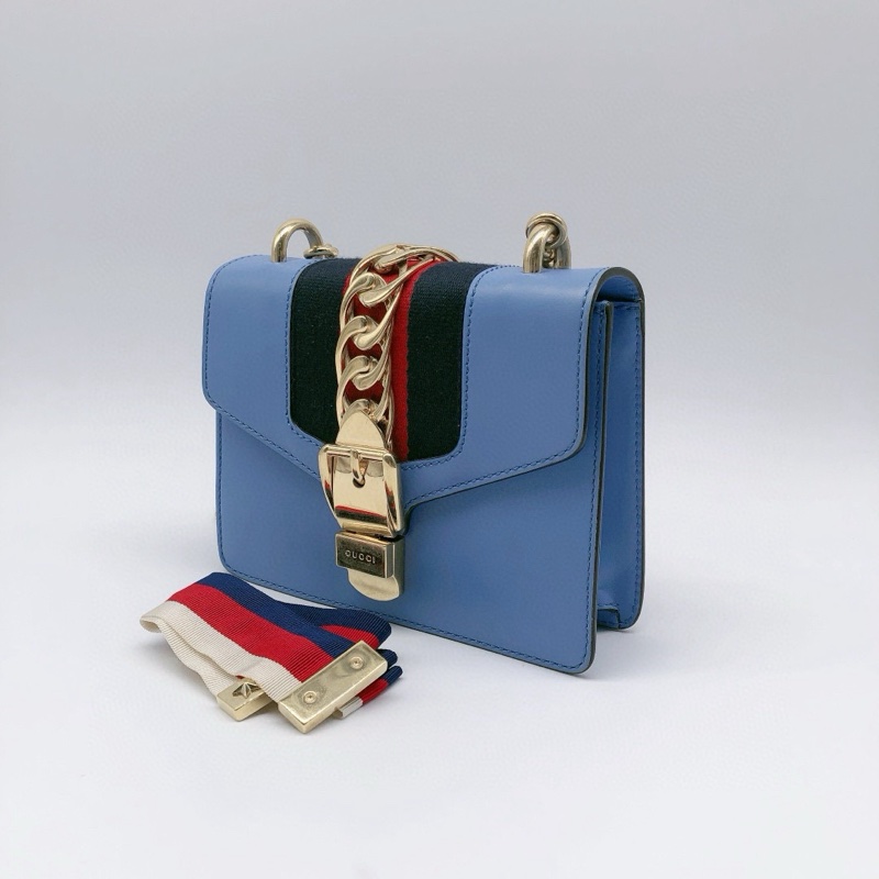 GUCCI古馳塞爾維亞藍色單肩包斜挎包 正品-2