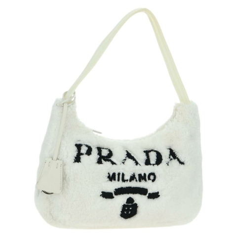 PRADA 白色銀色手提包 Auth 177111M