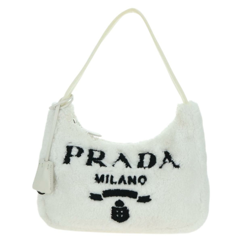 【日本直送】PRADA 白色銀色手提包 Auth 177111M-12