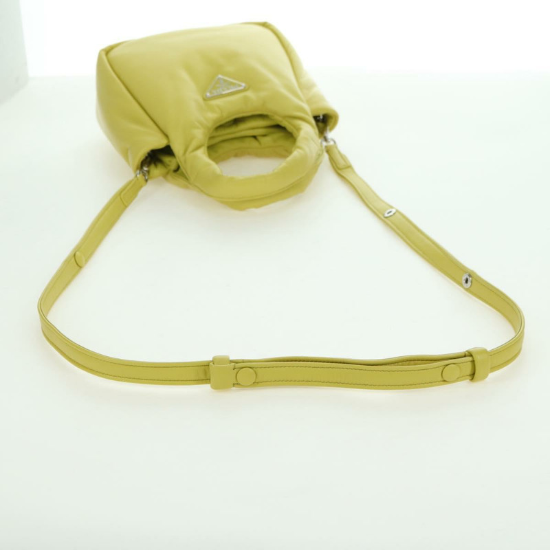 【日本直送】PRADA 手提包 皮革 兩用 黃色 銀色 正品 177165SAM-8