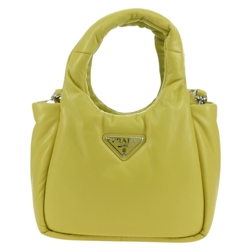 【日本直送】PRADA 手提包 皮革 兩用 黃色 銀色 正品 177165SAM-12