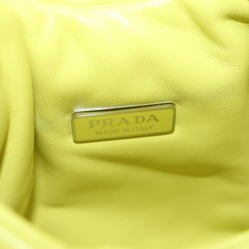 【日本直送】PRADA 手提包 皮革 兩用 黃色 銀色 正品 177165SAM-18