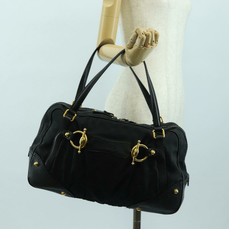 【日本直送】GUCCI GG帆布手提包 黑色 金色 211967 正品 177510V-23