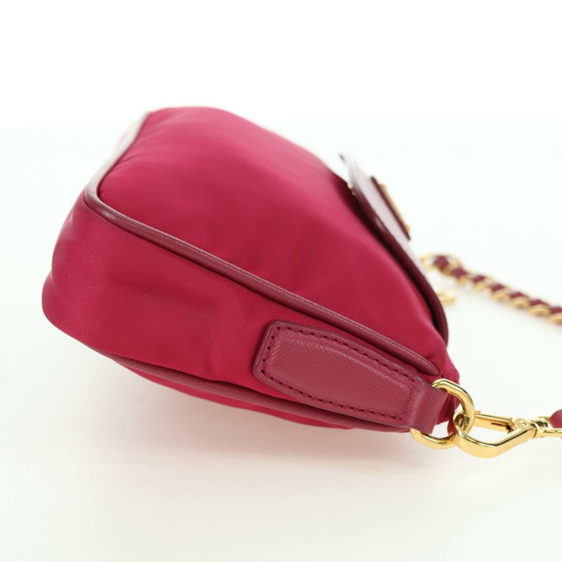 【日本直送】PRADA 尼龍粉紅金色鏈條單肩包 正品 177013V-3