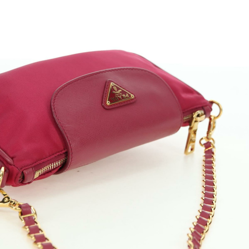【日本直送】PRADA 尼龍粉紅金色鏈條單肩包 正品 177013V-5