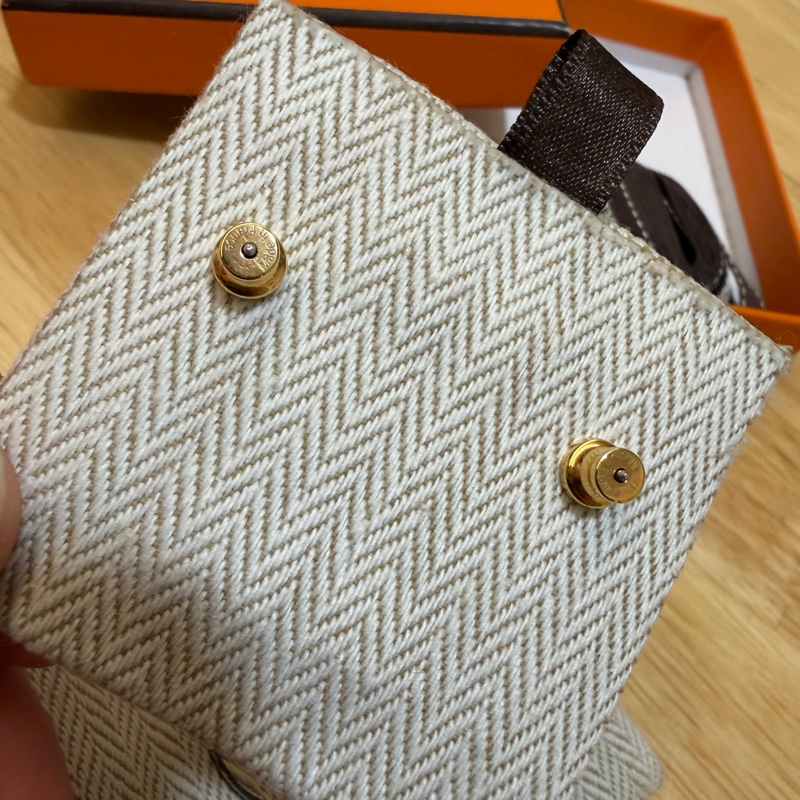 hermes 愛馬仕 奶茶色 mini pop h 耳環 耳釘-3