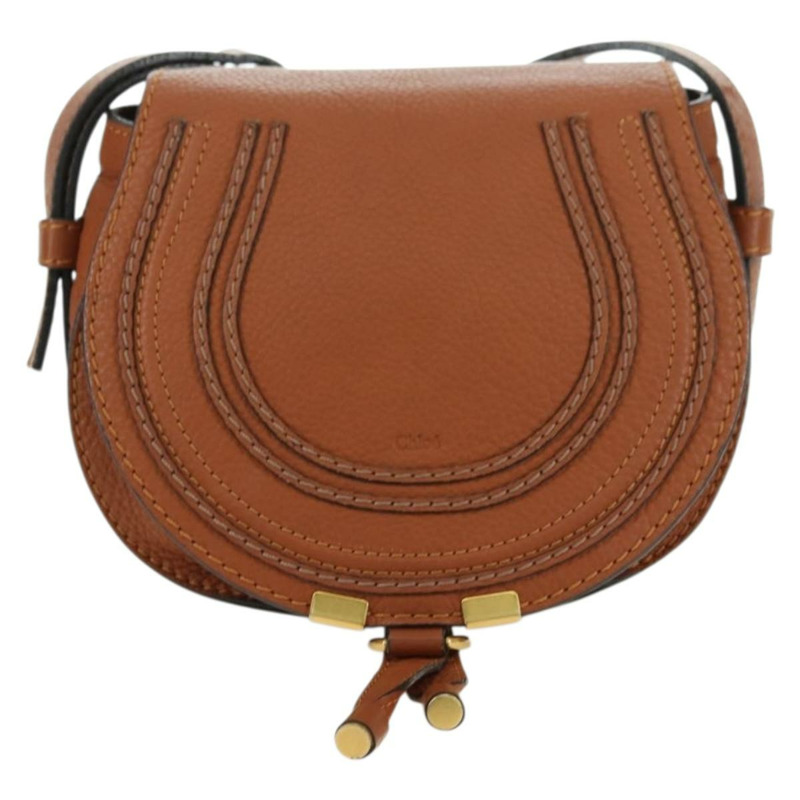 【日本直送】Chloe 小號馬鞍包，棕色金色皮革，正品 am11505V-1