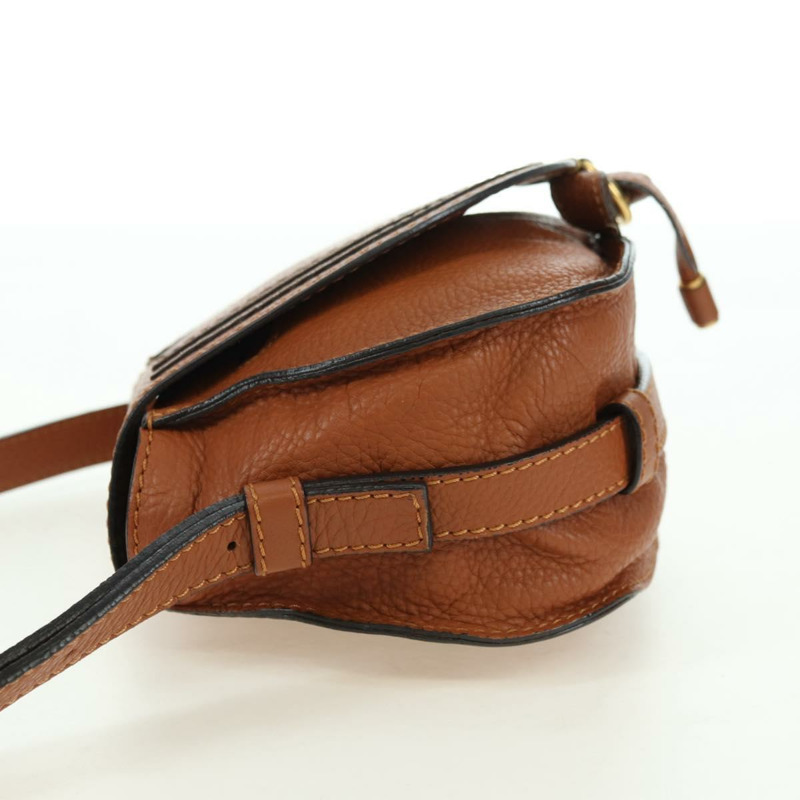 【日本直送】Chloe 小號馬鞍包，棕色金色皮革，正品 am11505V-3