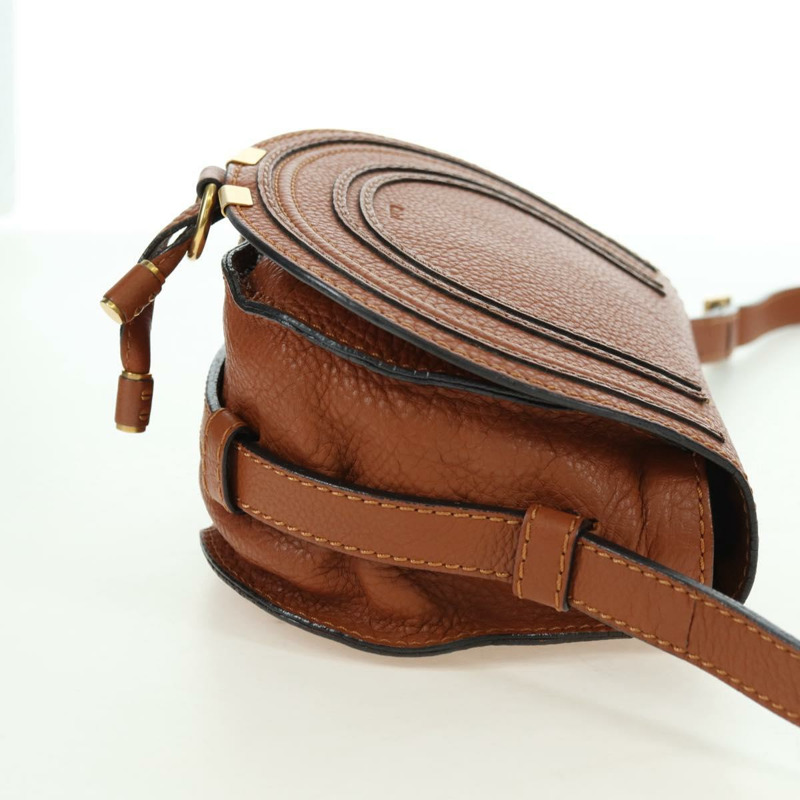 【日本直送】Chloe 小號馬鞍包，棕色金色皮革，正品 am11505V-4