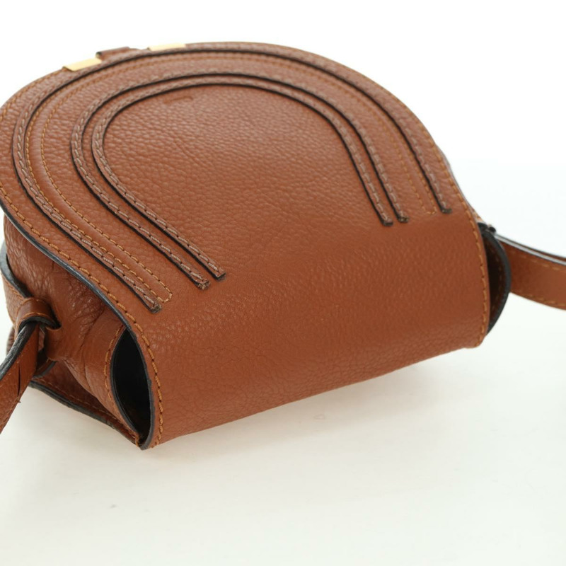 【日本直送】Chloe 小號馬鞍包，棕色金色皮革，正品 am11505V-5