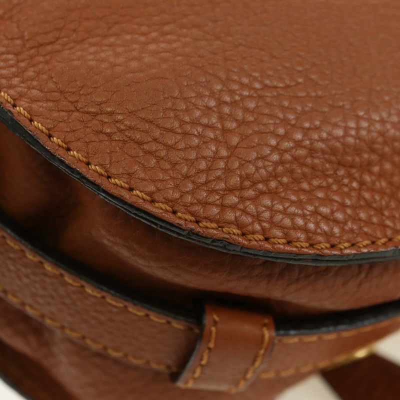 【日本直送】Chloe 小號馬鞍包，棕色金色皮革，正品 am11505V-12