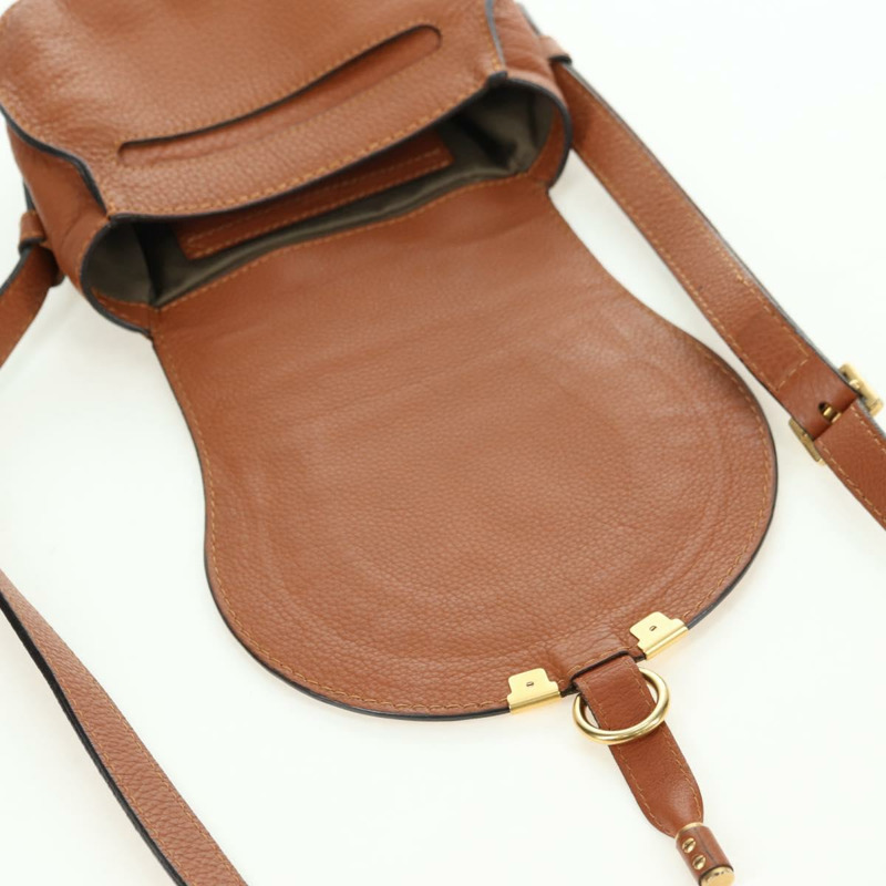 【日本直送】Chloe 小號馬鞍包，棕色金色皮革，正品 am11505V-16