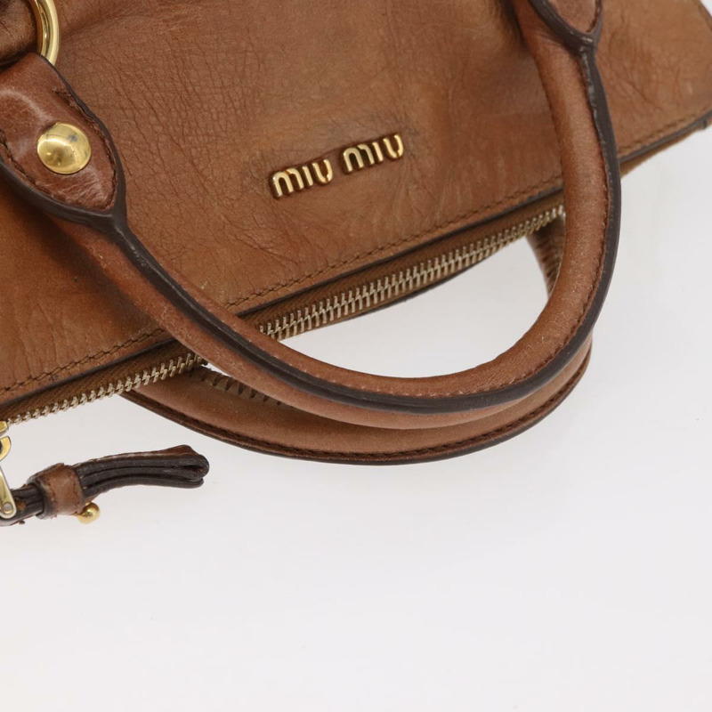 【日本直送】Miu Miu 手提包 真皮 兩用 棕色 金色 正品 177770A-6