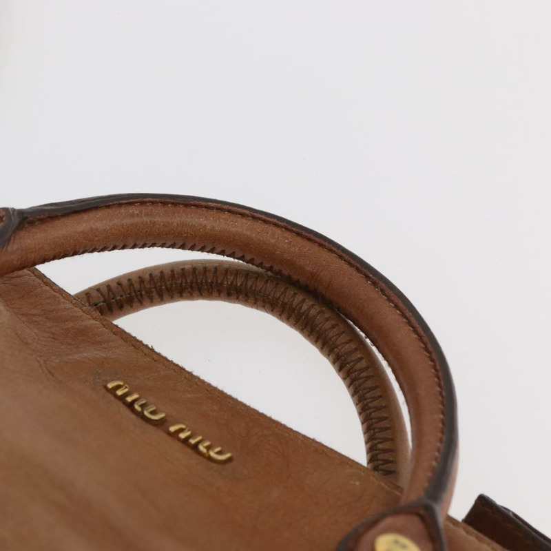 【日本直送】Miu Miu 手提包 真皮 兩用 棕色 金色 正品 177770A-7