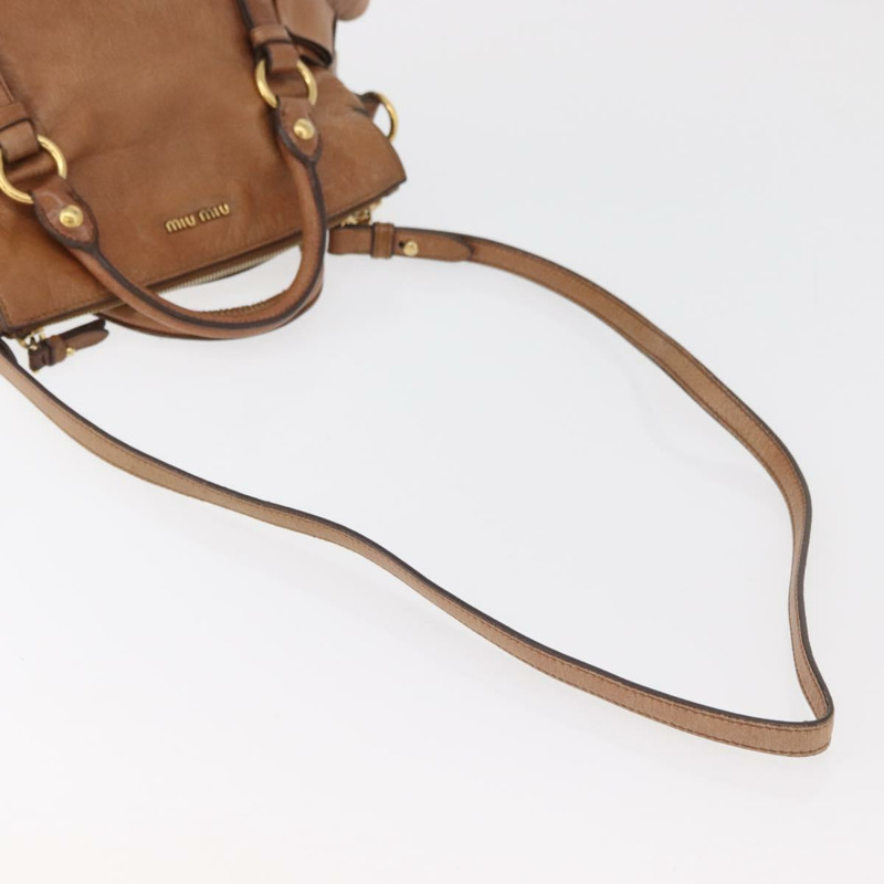 【日本直送】Miu Miu 手提包 真皮 兩用 棕色 金色 正品 177770A-8