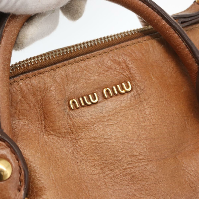【日本直送】Miu Miu 手提包 真皮 兩用 棕色 金色 正品 177770A-17