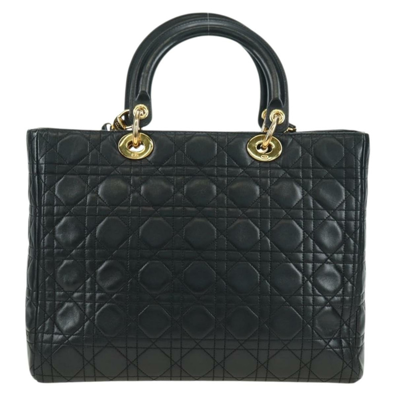 【日本直送】Christian Dior Lady Dior Canage 羊皮雙肩包，黑色金色，正品，貨號 177649SAM-2