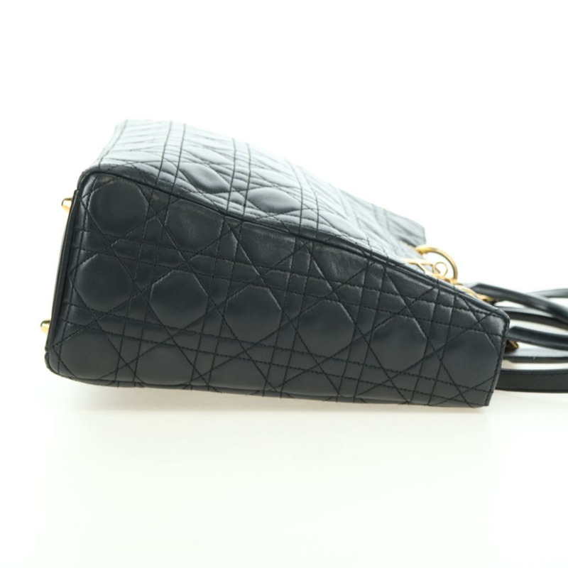 【日本直送】Christian Dior Lady Dior Canage 羊皮雙肩包，黑色金色，正品，貨號 177649SAM-4