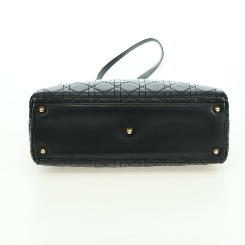 【日本直送】Christian Dior Lady Dior Canage 羊皮雙肩包，黑色金色，正品，貨號 177649SAM-10