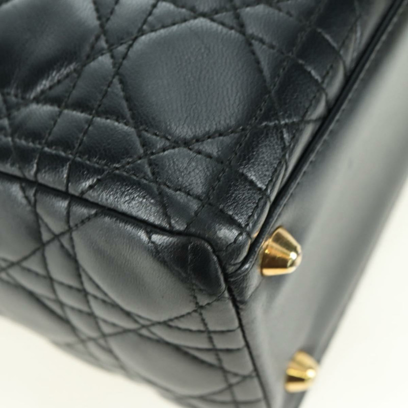 【日本直送】Christian Dior Lady Dior Canage 羊皮雙肩包，黑色金色，正品，貨號 177649SAM-11
