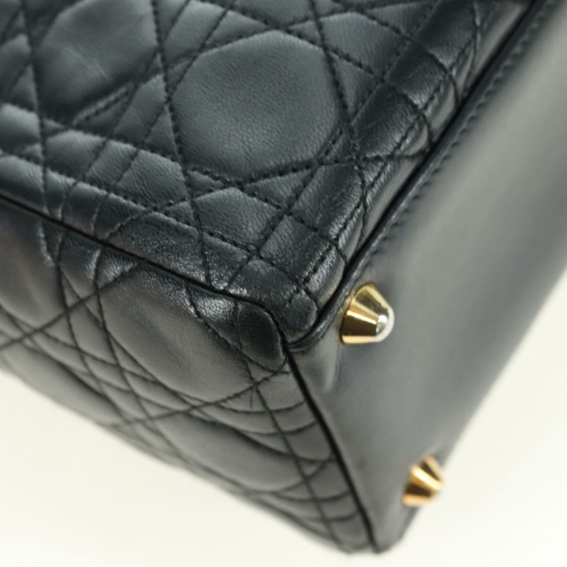 【日本直送】Christian Dior Lady Dior Canage 羊皮雙肩包，黑色金色，正品，貨號 177649SAM-13