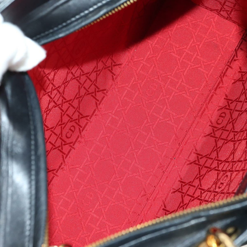 【日本直送】Christian Dior Lady Dior Canage 羊皮雙肩包，黑色金色，正品，貨號 177649SAM-18