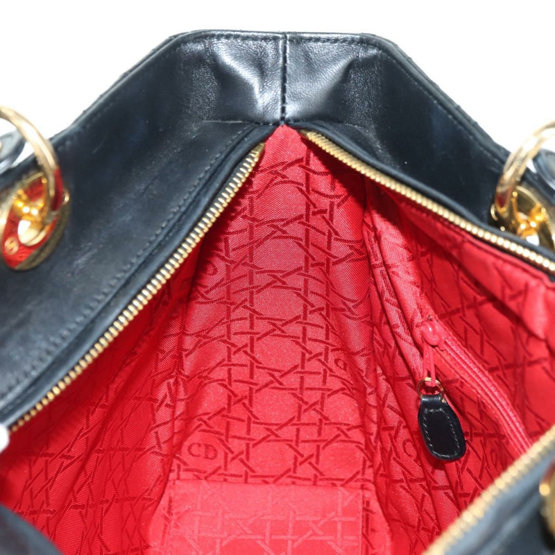 【日本直送】Christian Dior Lady Dior Canage 羊皮雙肩包，黑色金色，正品，貨號 177649SAM-19