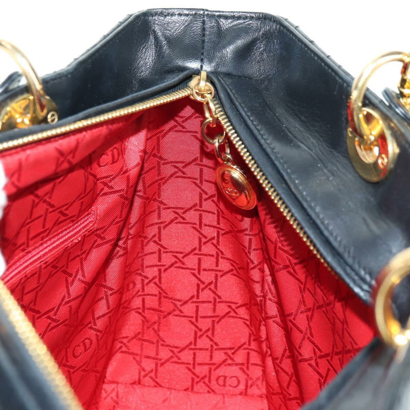 【日本直送】Christian Dior Lady Dior Canage 羊皮雙肩包，黑色金色，正品，貨號 177649SAM-20