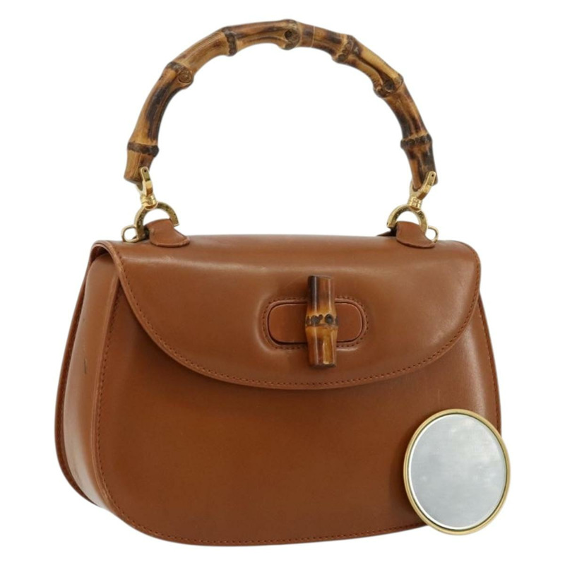 【日本直送】GUCCI 竹節手提包 皮革 棕色 金色 000 2046 0188 正品 177643A-0