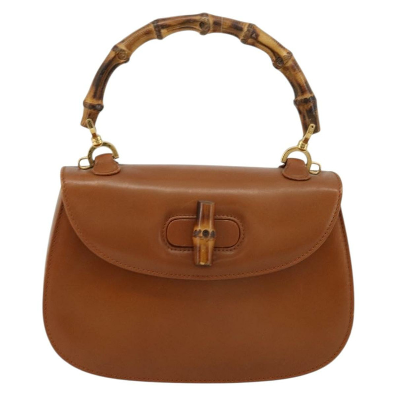 【日本直送】GUCCI 竹節手提包 皮革 棕色 金色 000 2046 0188 正品 177643A-1