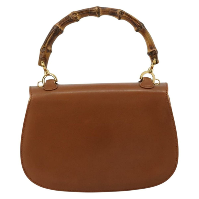 【日本直送】GUCCI 竹節手提包 皮革 棕色 金色 000 2046 0188 正品 177643A-2