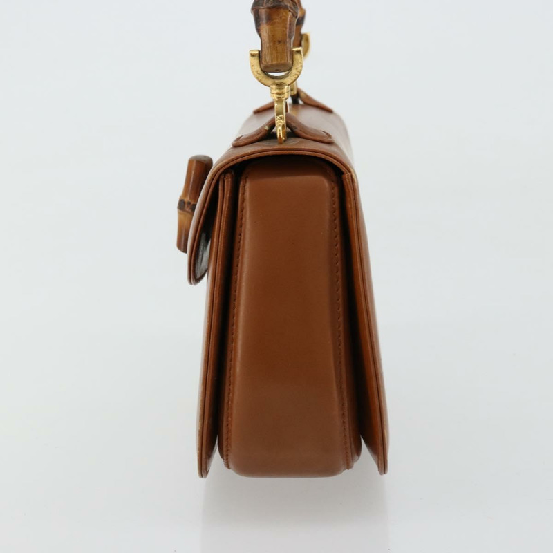 【日本直送】GUCCI 竹節手提包 皮革 棕色 金色 000 2046 0188 正品 177643A-3