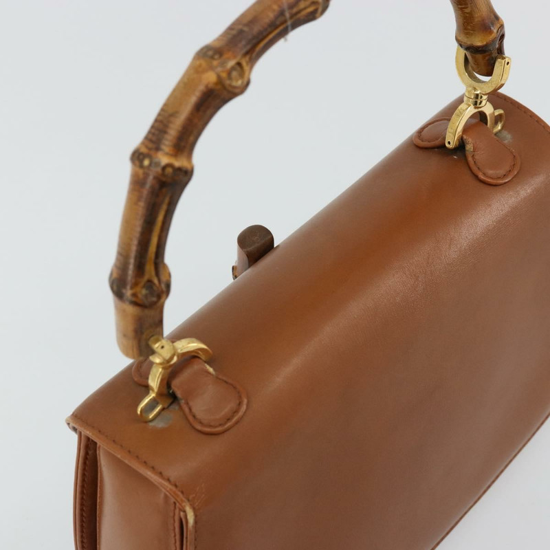 【日本直送】GUCCI 竹節手提包 皮革 棕色 金色 000 2046 0188 正品 177643A-6