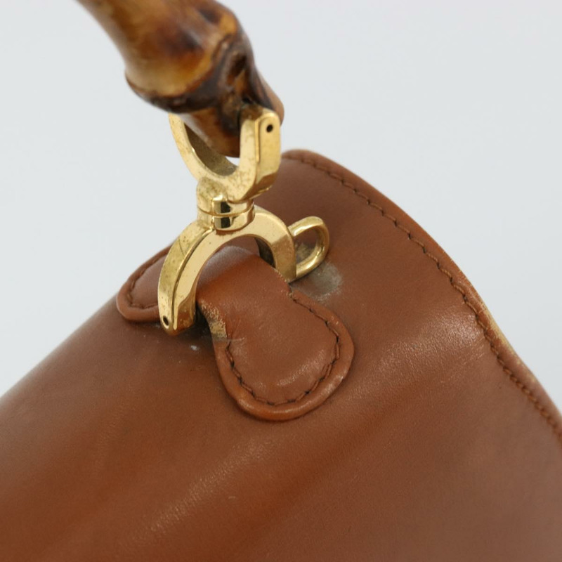 【日本直送】GUCCI 竹節手提包 皮革 棕色 金色 000 2046 0188 正品 177643A-7