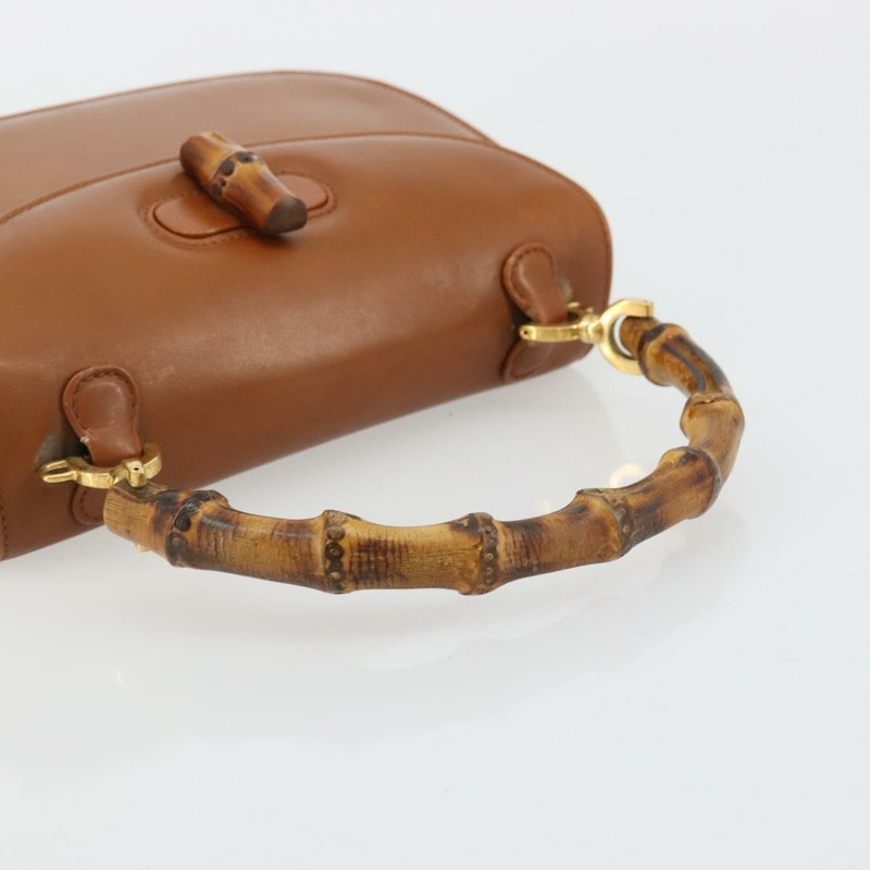 【日本直送】GUCCI 竹節手提包 皮革 棕色 金色 000 2046 0188 正品 177643A-8