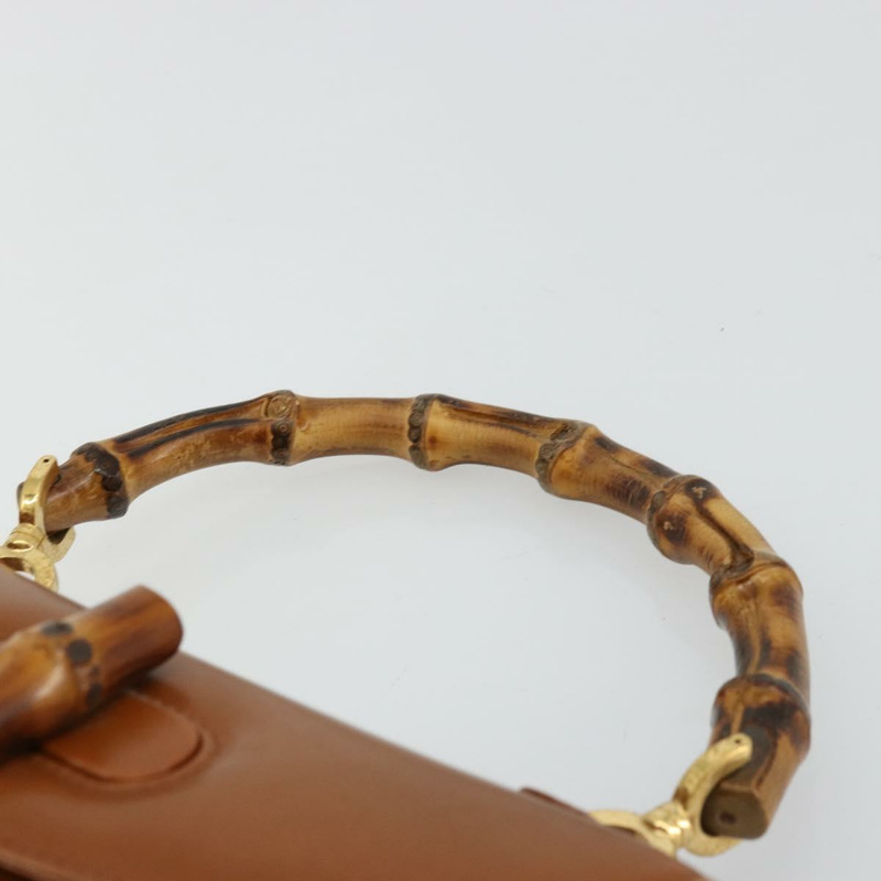 【日本直送】GUCCI 竹節手提包 皮革 棕色 金色 000 2046 0188 正品 177643A-9