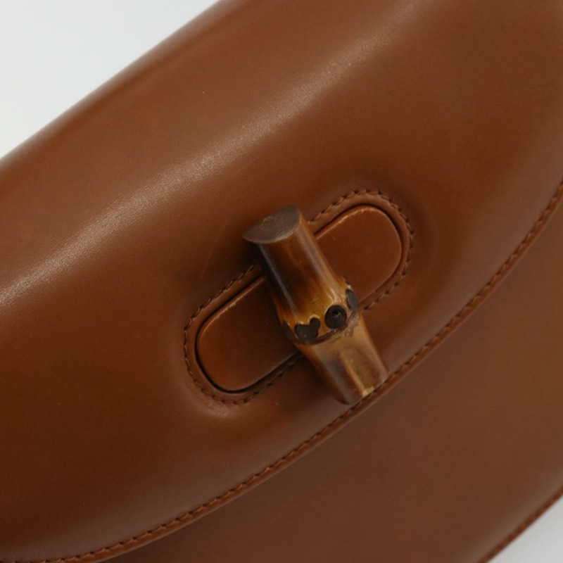 【日本直送】GUCCI 竹節手提包 皮革 棕色 金色 000 2046 0188 正品 177643A-15