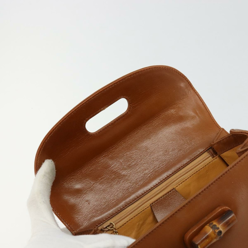 【日本直送】GUCCI 竹節手提包 皮革 棕色 金色 000 2046 0188 正品 177643A-16
