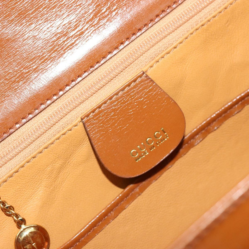 【日本直送】GUCCI 竹節手提包 皮革 棕色 金色 000 2046 0188 正品 177643A-17