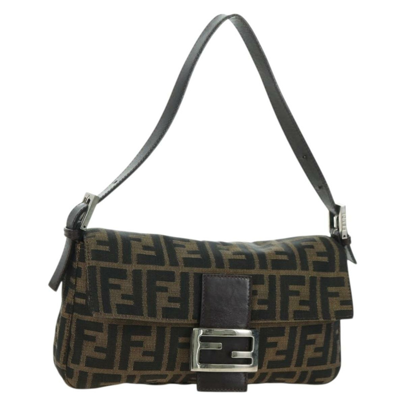 【日本直送】FENDI Zucca帆布Mamma Baguette單肩包 棕色/黑色 正品 177646SAV-0