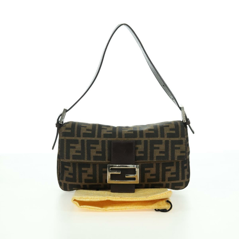 【日本直送】FENDI Zucca帆布Mamma Baguette單肩包 棕色/黑色 正品 177646SAV-11