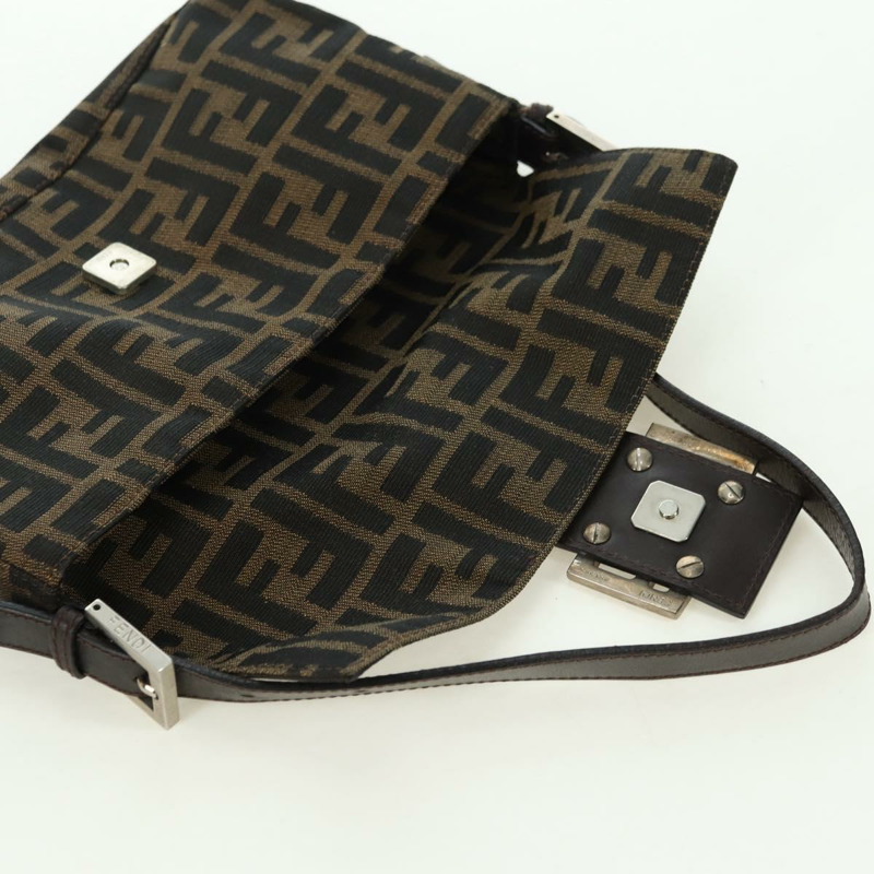 【日本直送】FENDI Zucca帆布Mamma Baguette單肩包 棕色/黑色 正品 177646SAV-19