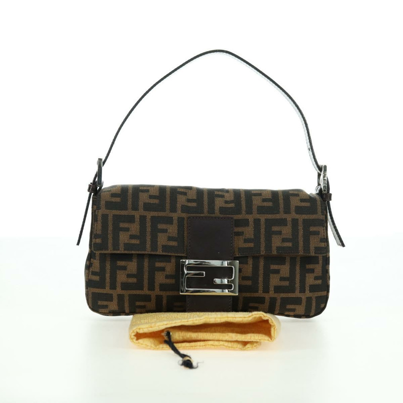 【日本直送】FENDI Zucca帆布Mamma Baguette單肩包 棕色/黑色 正品 177645SAV-11