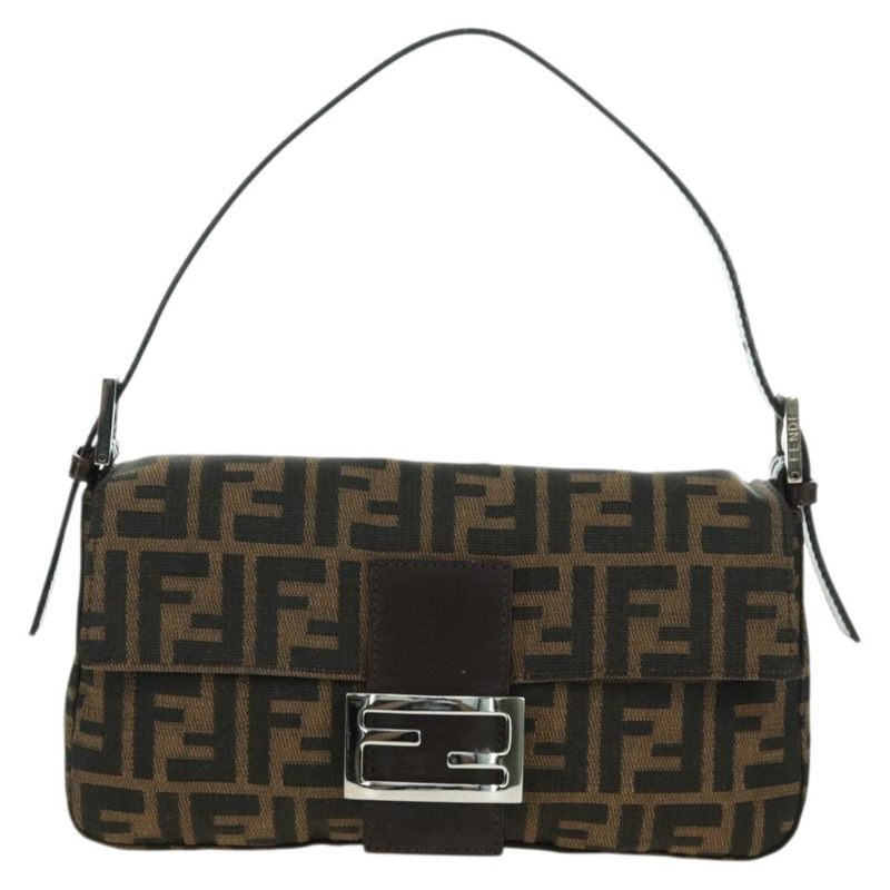 【日本直送】FENDI Zucca帆布Mamma Baguette單肩包 棕色/黑色 正品 177645SAV-12
