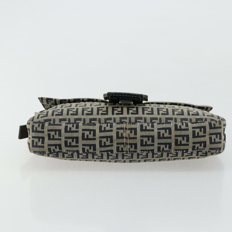 【日本直送】FENDI Zucchino帆布Mamma Baguette單肩包 海軍藍 銀色 正品 177677A-4