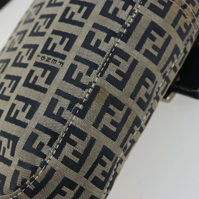 【日本直送】FENDI Zucchino帆布Mamma Baguette單肩包 海軍藍 銀色 正品 177677A-8