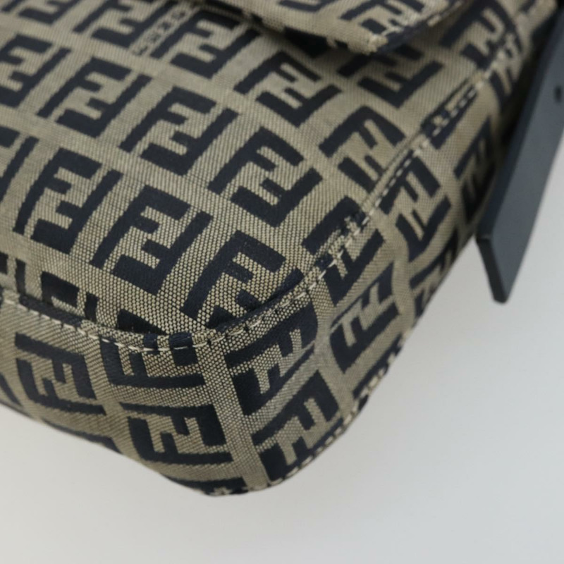 【日本直送】FENDI Zucchino帆布Mamma Baguette單肩包 海軍藍 銀色 正品 177677A-13