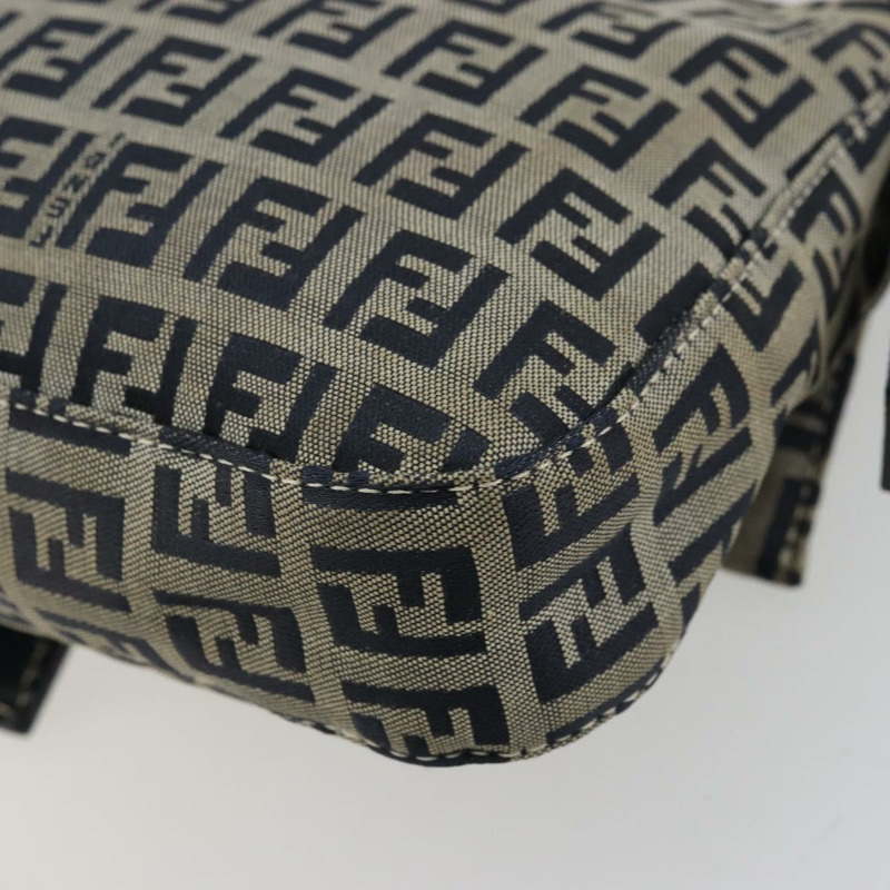 【日本直送】FENDI Zucchino帆布Mamma Baguette單肩包 海軍藍 銀色 正品 177677A-15