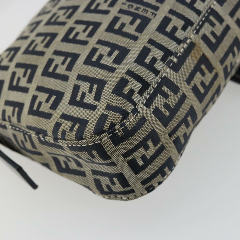 【日本直送】FENDI Zucchino帆布Mamma Baguette單肩包 海軍藍 銀色 正品 177677A-16