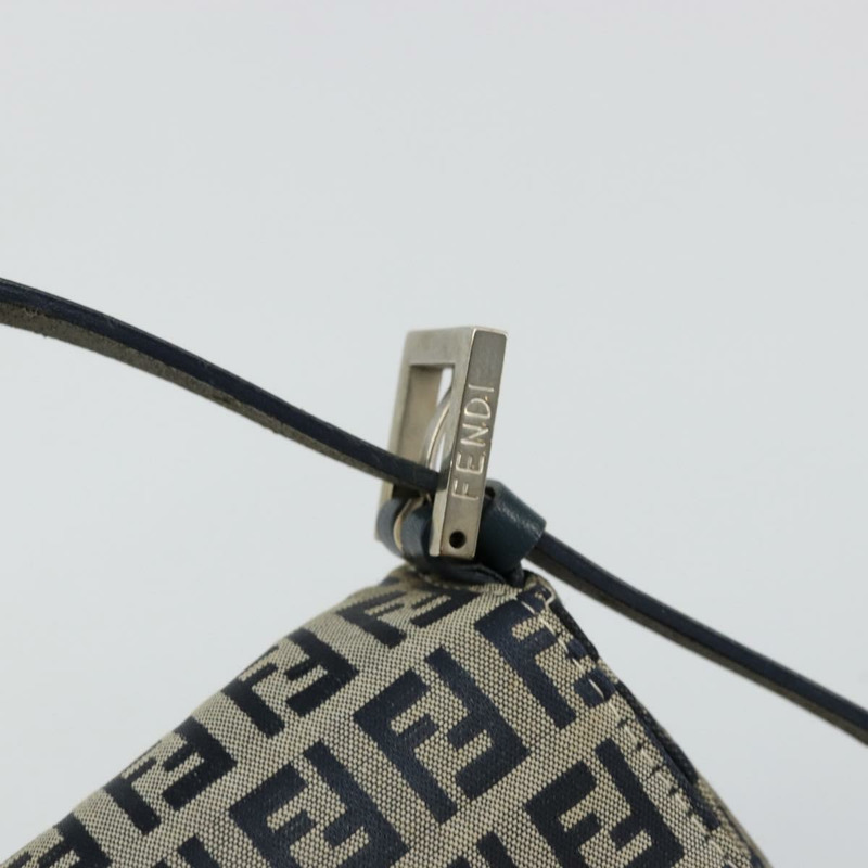 【日本直送】FENDI Zucchino帆布Mamma Baguette單肩包 海軍藍 銀色 正品 177677A-17
